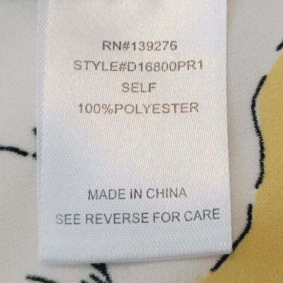 Daniel Rainn Yellow Floral V-neck Ruffle Sleeve Detail Chiffon Blouse Size M - Picture 8 of 9